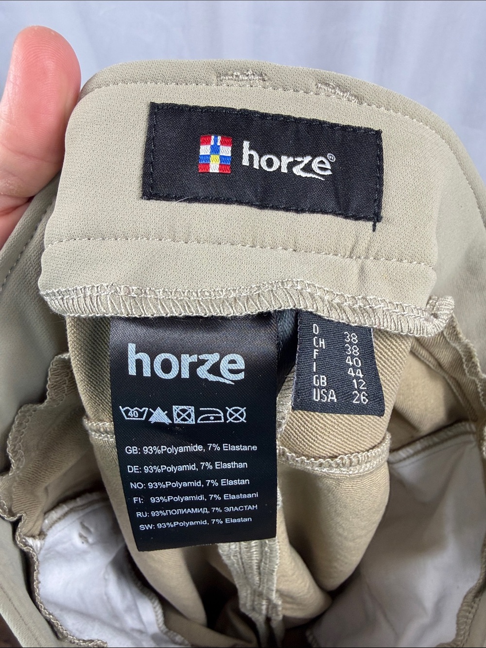 Horze Women’s Silicone Full Seat Equestrian Riding Breeches in Beige/Tan. - Picture 8 of 9
